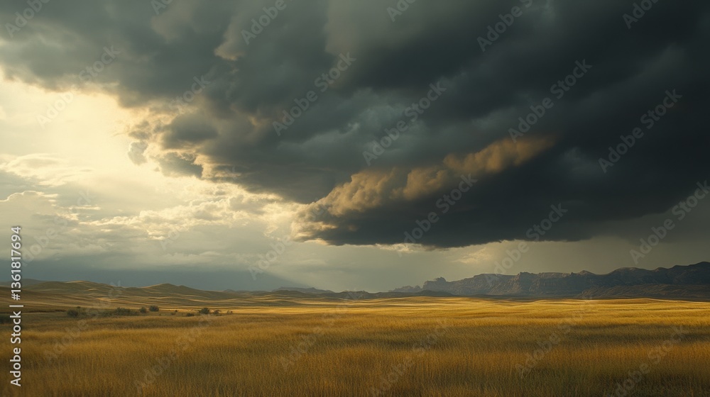 Dark storm clouds billow over an expansive golden field, casting dramatic shadows and creating a tense, electrifying atmosphere. Dark storm clouds billow over an expansive golden field, casting dramatic shadows and creating a tense, electrifying atmosphere.