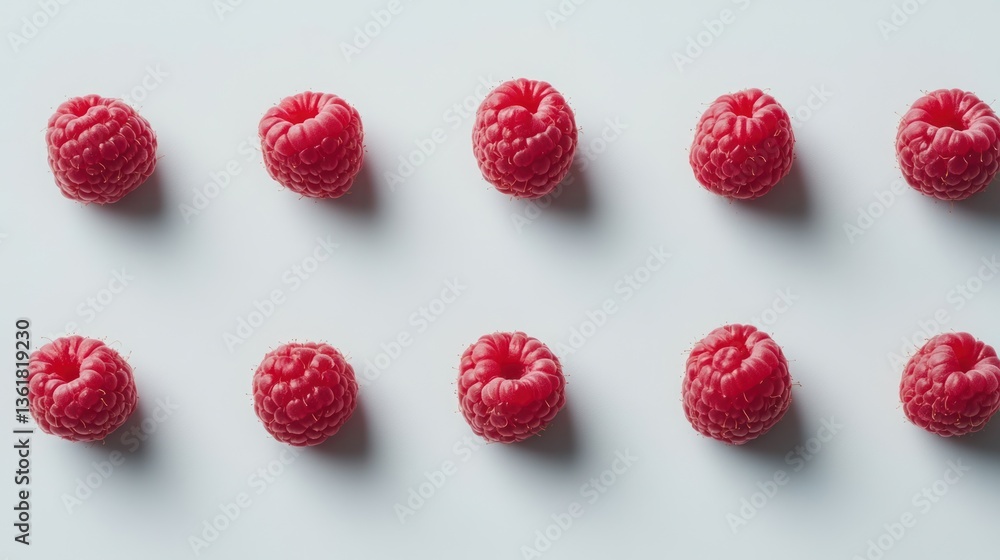 Fresh Raspberries Arranged on White Surface (1) Fresh Raspberries Arranged on White Surface (1)