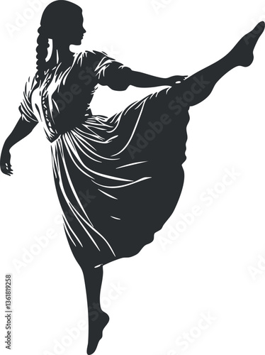 Elegant female ballet dancer silhouette in dynamic pose, perfect for artistic designs.
