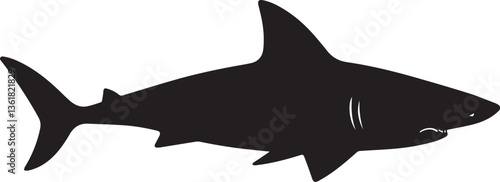 Black shark silhouette vector illustration predatory fish ocean animal marine life dangerous sea creature