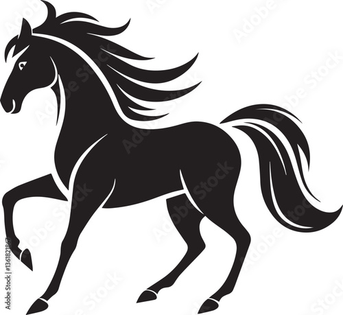 Graceful Running Horse Silhouette – Black Vector Clipart for Design & Logos