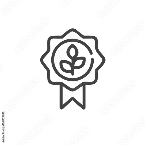 Conservation Badge Icon with Leaf Design for Environmental Protection - Perfect for Eco Certification, Nature Preservation Programs, and Sustainability Awards Visuals