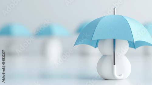 Wallpaper Mural A blue umbrella is covering a snowman Torontodigital.ca