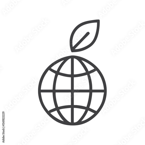 Globe with Leaf Icon for Global Environmental Initiatives - Suitable for Sustainable Development Projects, Earth Conservation Programs, and Ecological Awareness Campaigns