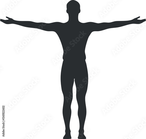 Silhouette of a human figure with outstretched arms for design and illustration purposes.