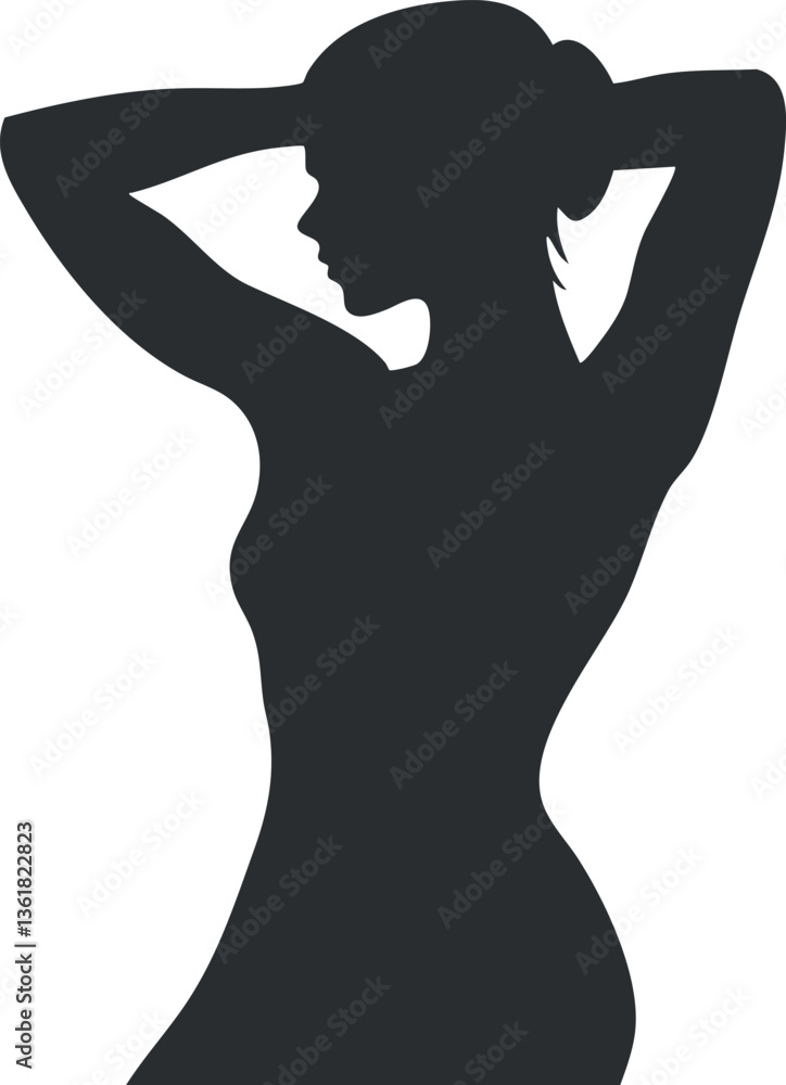 Elegant silhouette of a woman's profile for artistic and decorative design use. Elegant silhouette of a woman's profile for artistic and decorative design use.