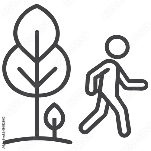 Nature Walk Icon for Eco-Tourism Websites, Outdoor Activity Apps, Environmental Education Materials, and Health and Wellness Promotion Resources