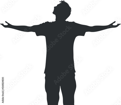 Silhouette of a man with outstretched arms expressing freedom and tranquility.