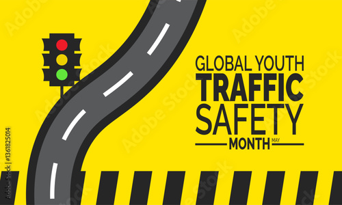 May is Global Youth Traffic Safety Month. Traffic Safety concept. suitable for placard, background, greeting card, poster design template
with text inscription, standard Social Media Post.