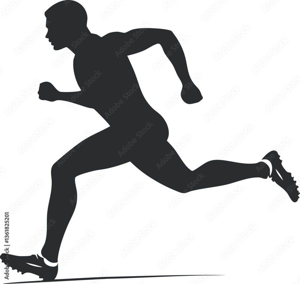 Silhouette of a runner in motion for sports and fitness design. Silhouette of a runner in motion for sports and fitness design.