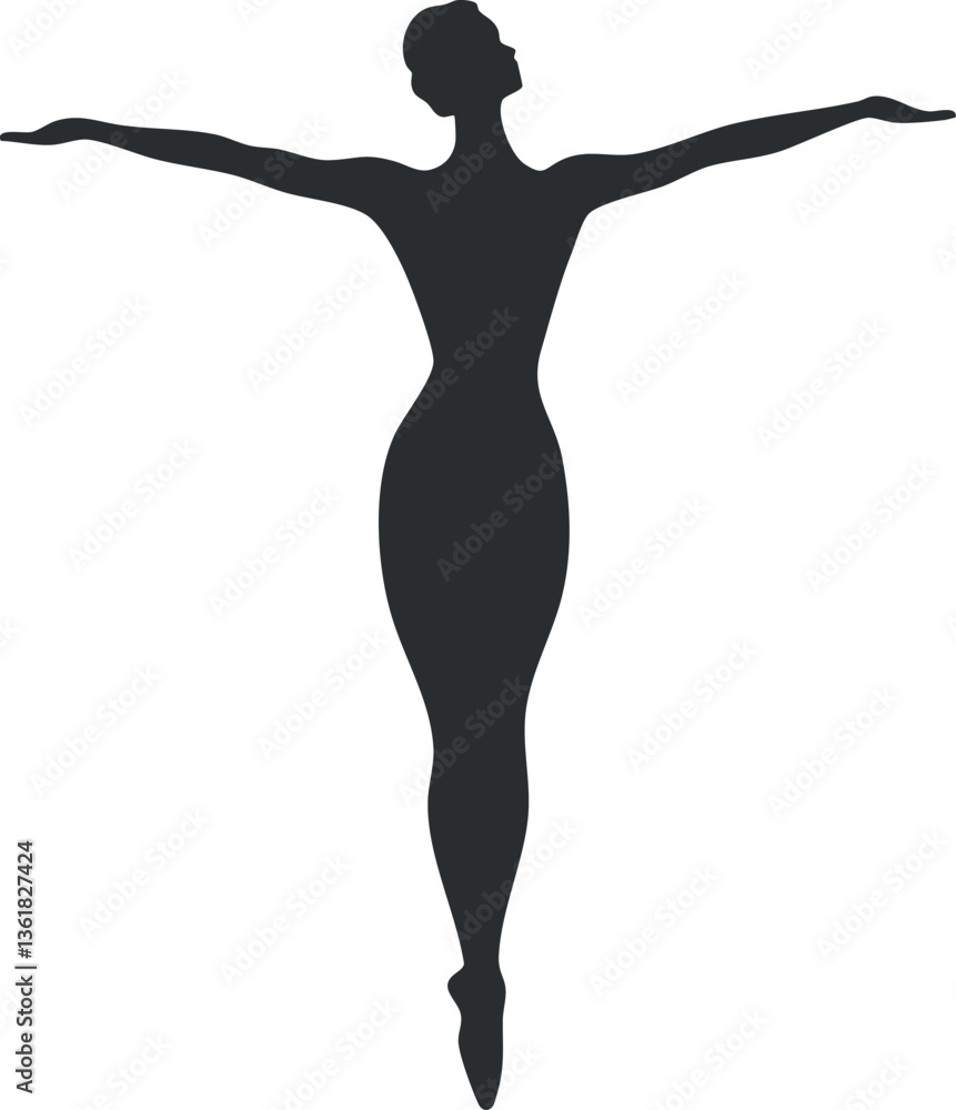 Elegant silhouette of a ballet dancer in a graceful pose for artistic designs. Elegant silhouette of a ballet dancer in a graceful pose for artistic designs.