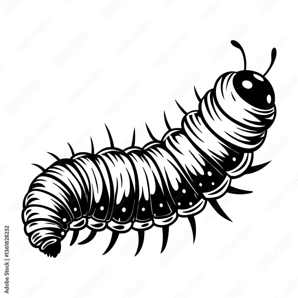 Obraz premium caterpillar black color vector