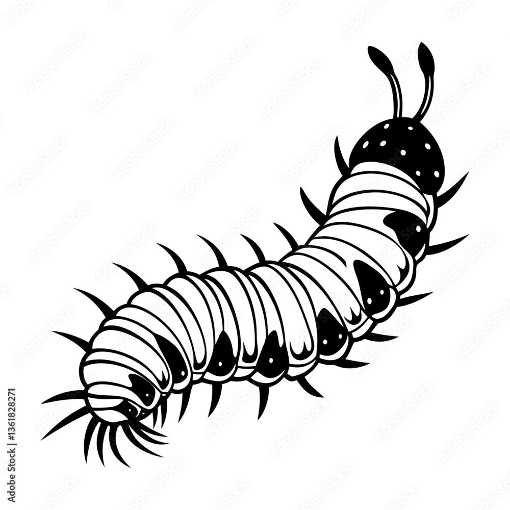 Naklejka premium caterpillar black color vector