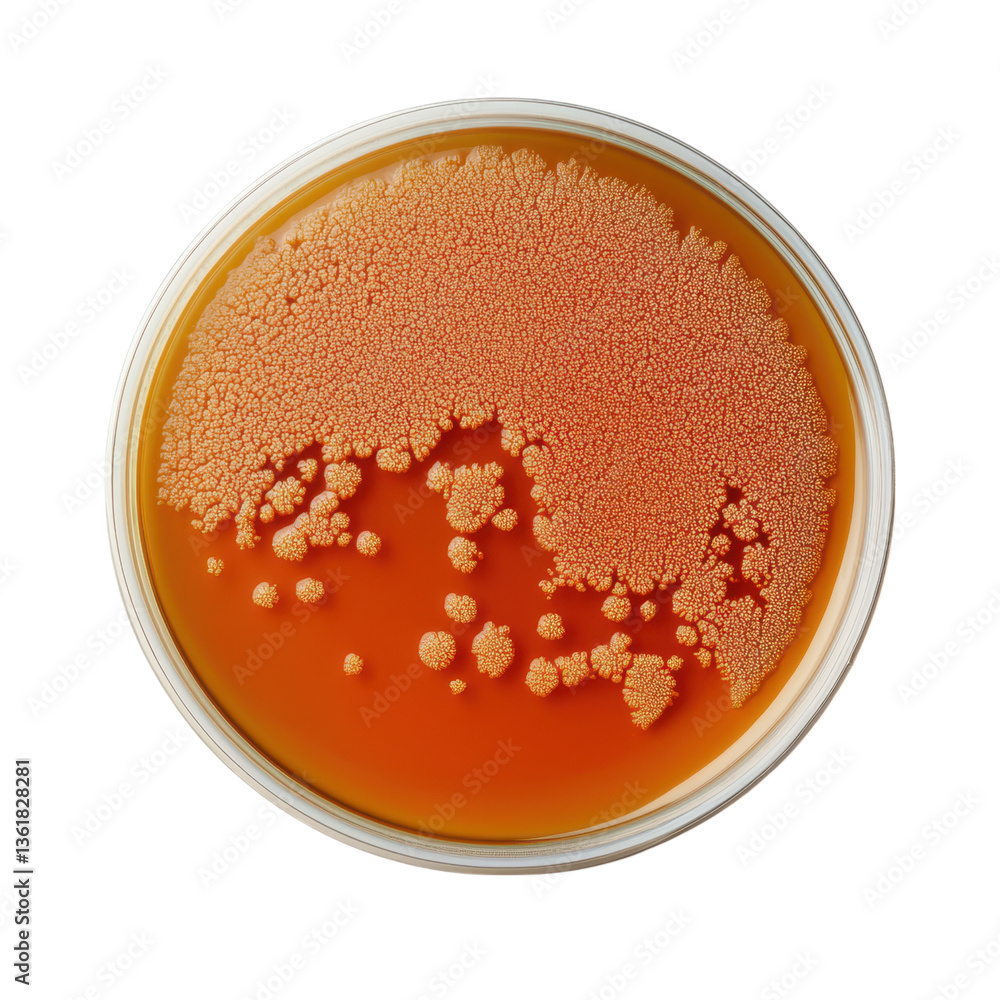 Petri dish with bacterial colonies growing on agar. Concept of microbiology, bacteriology, and scientific research. Petri dish with bacterial colonies growing on agar. Concept of microbiology, bacteriology, and scientific research.