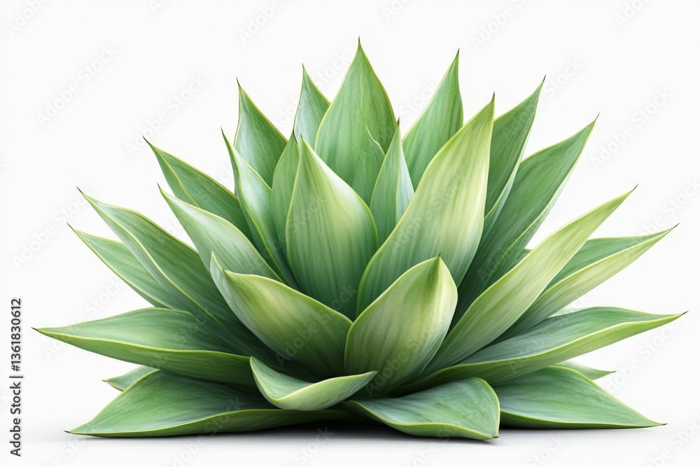Fototapeta premium Vibrant green agave plant displayed prominently with striking leaves in a minimalist setting