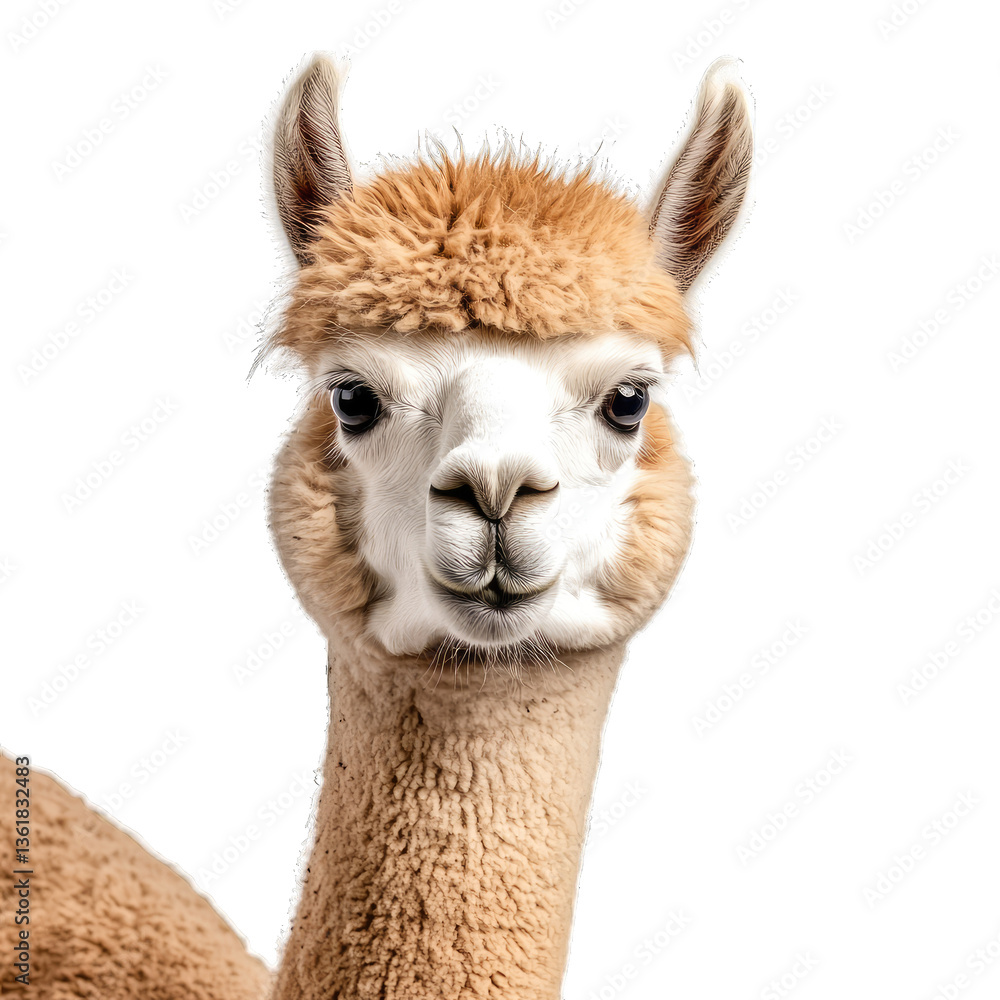 Obraz premium close-up a light-colored alpaca with a fluffy coat and expressiv
