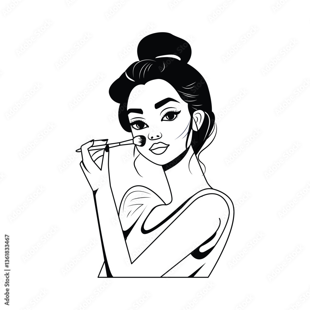 Beautifull Woman Vector Style Outline illustration. Eps 10 File 