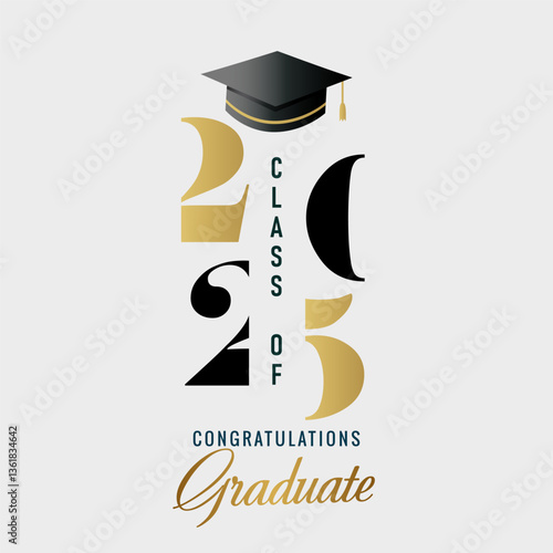 Class of 2025 Congratulation, truncated logo design. Class of 2025 Congrats, concept for High School or University album. Vector illustration