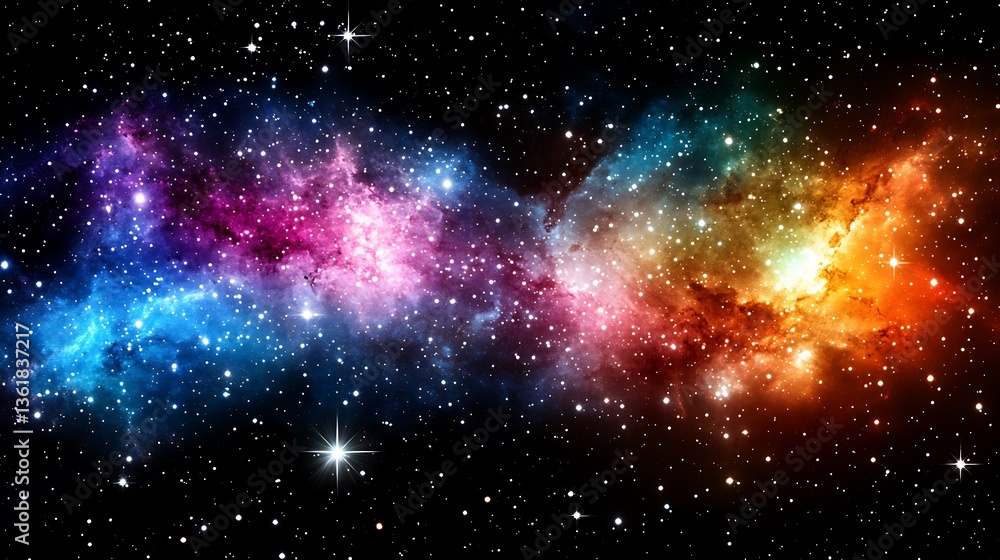Fototapeta premium Colorful nebula in outer space with stars.