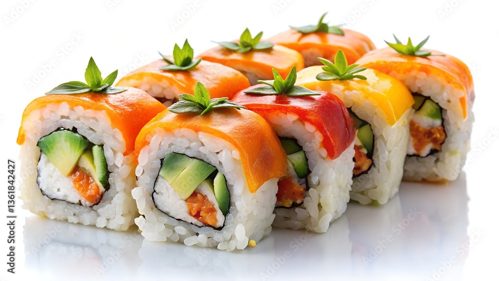 Sushi on white background. Sushi on white background.