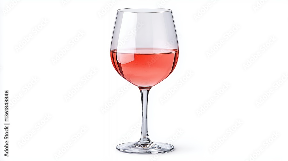 Pale Pink Rose Wine in a Clear Glass Against White Background Pale Pink Rose Wine in a Clear Glass Against White Background