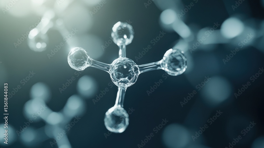 Abstract 3D rendering of a molecule model, showcasing interconnected nodes and crystalline structures against a dark blue background. The image features soft, diffused lighting Abstract 3D rendering of a molecule model, showcasing interconnected nodes and crystalline structures against a dark blue background. The image features soft, diffused lighting