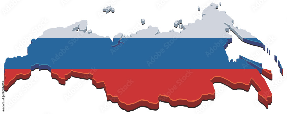 3D map of Russia in the colors of the Russian flag (cut out) 3D map of Russia in the colors of the Russian flag (cut out)