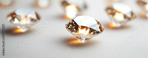 Wallpaper Mural Sparkling Diamonds Glistening on a White Surface Luxury Gemstones Collection Close Up Shot Torontodigital.ca