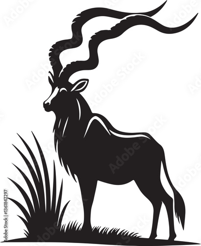 Addax silhouette colour vector style with white background