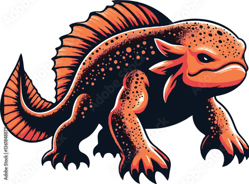 Hellbender silhouette colour vector style with white backgroundd