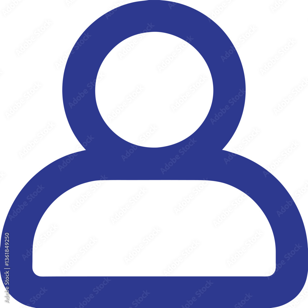 Minimalist user profile icon symbol in blue on white background, simple vector design Minimalist user profile icon symbol in blue on white background, simple vector design