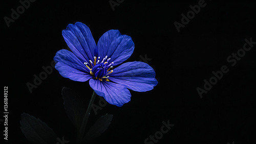 Wallpaper Mural blue flower isolated on black Torontodigital.ca