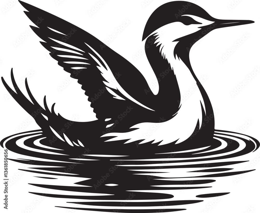 Obraz premium Swan silhouette vector style with white background