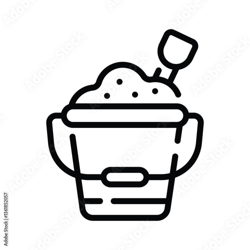 A sand bucket representing beach activities and vacations.