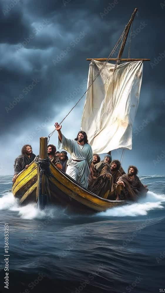 Jesus calms the storm a miraculous moment on the sea of galilee with ...