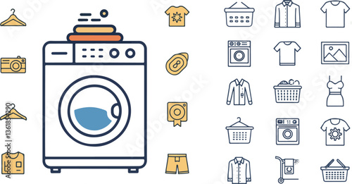 Washing machine Illustration vector design, Washing machine logo and icon design