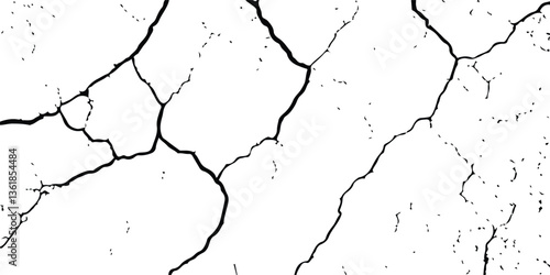 Realistic Cracked Surface Textures with Earthquake-Induced Damage to Land, Floor, and Wall Surfaces in Black, White, and Grey, Ideal for Simulating the Devastating Aftermath of Seismic Events
