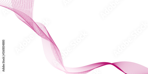 Abstract pink wave line vector banner template, line pattern with flowing translucent lines in gradient hues of orange, modern technology background, vector Illustration of the pink pattern of lines. 