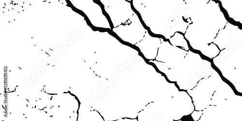Realistic Vector Textures of Earthquake-Damaged Land and Wall Surfaces with Cracks and Breaks in Black, White, and Grey, Ideal for Creating Earthquake-Related Design Effects.
