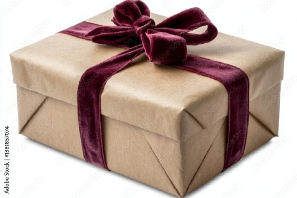 Obraz premium Elegant gift wrapped in brown paper with a velvet ribbon ready for celebration on a special occasion