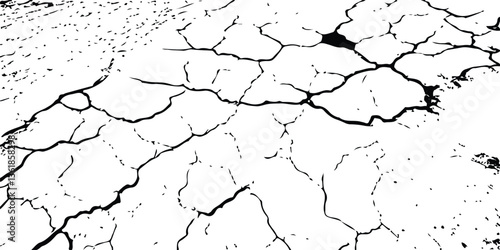 Cracked and Broken Earthquake Surface Vector Overlays with Distressed Wall, Floor, and Ground Textures in Black, White, and Grey, Representing the Aftermath of Earthquake Damage.
