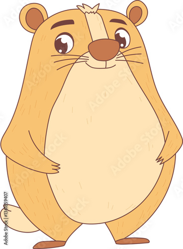 Charming cartoon illustration of a cheerful rodent character standing upright. A friendly and appealing design, perfect for children's content.
