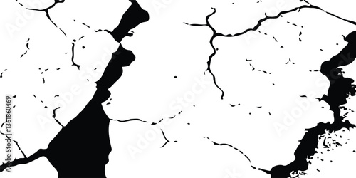 Cracked Surface Textures Designed for Earthquake Damage Simulation, Showcasing Realistic Destruction Across Floors, Walls, and Land in Black, White, and Grey for Authentic Post-Earthquake Effects
