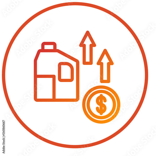 Oil Price Increase Icon Style