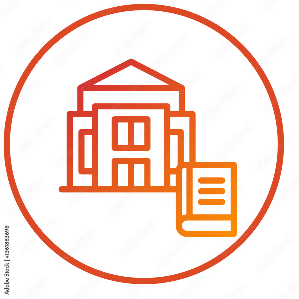 Obraz premium Library Building Icon Style
