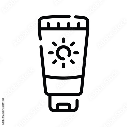 A sunscreen tube representing sun protection, beach travel, and summer vacations.