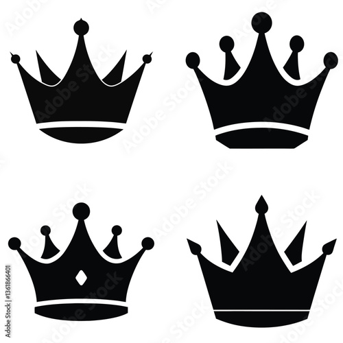 Majestic golden crowns, royal symbols of wealth and power