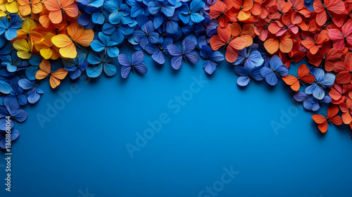 Wallpaper Mural Butterfly Bloom: Colorful Insect Wing Arrangement on Blue Backdrop Torontodigital.ca