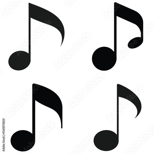 Black musical notes icon, a 3d vector symbol of sound and melody design