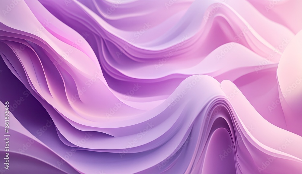 Obraz premium Abstract flowing forms in soft purples and pinks. Intricate layered textures create a dynamic visual